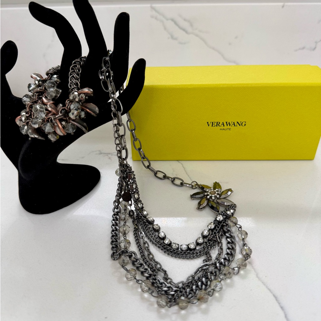 Vera Wang Silver Necklace With Floral Accent 12$